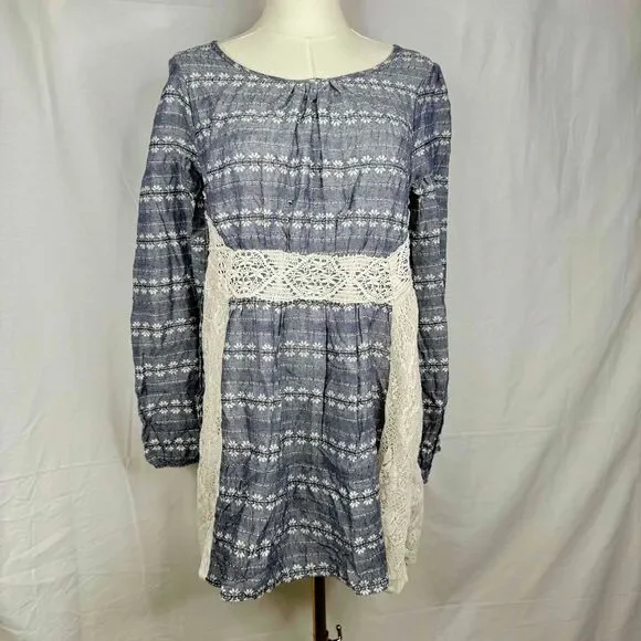 Ryu Anthropologie Peasant Dress Lace Detail Spring Cottagecore Tie Back Medium - Picture 2 of 15